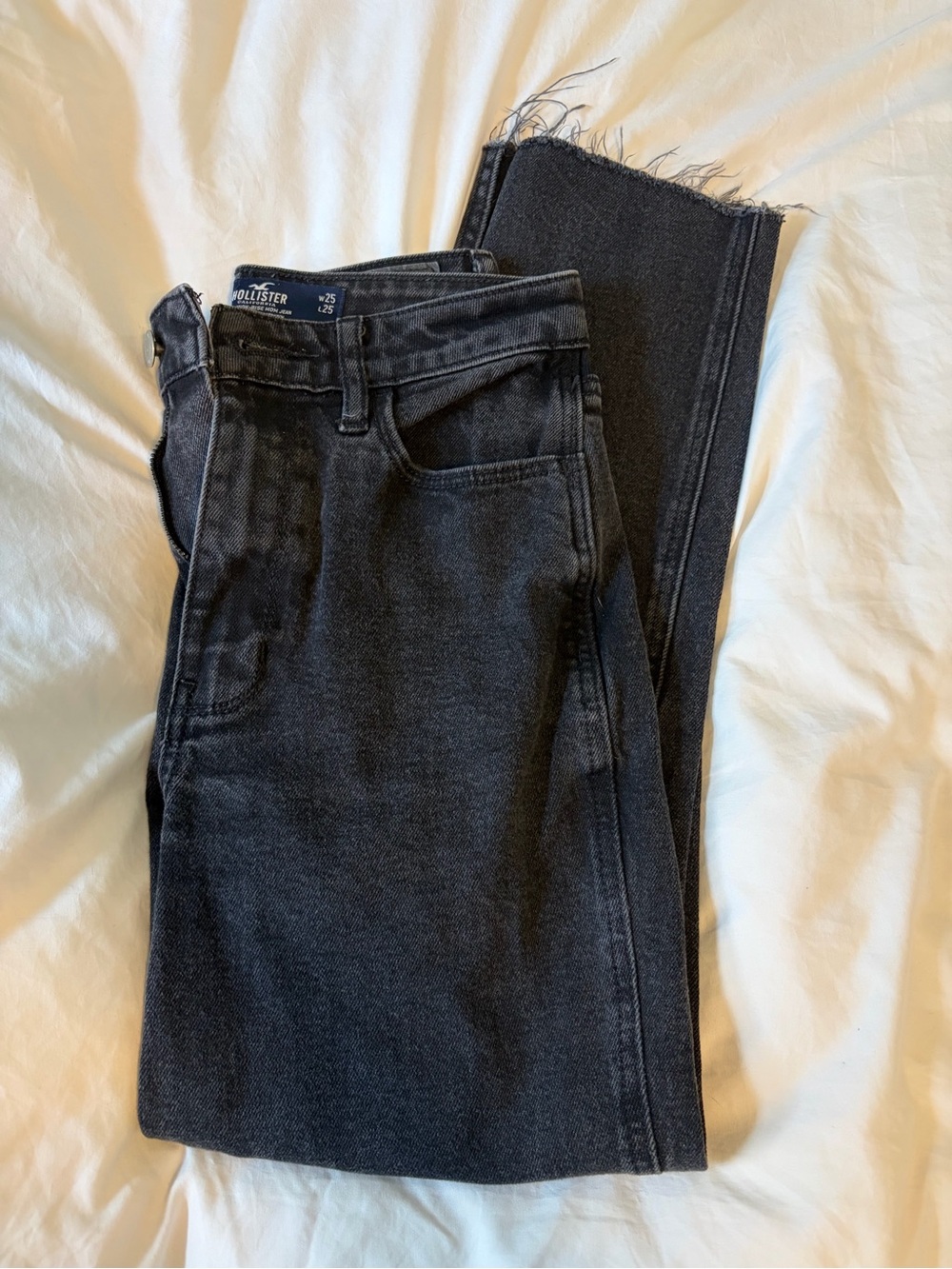 Hollister Women's Washed Black Ultra High Rise Straight Leg Jeans 1S